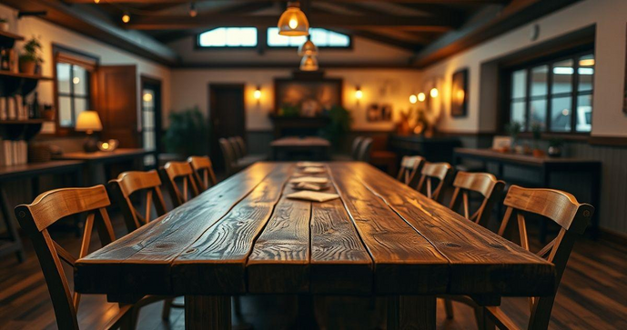Mesa de Jantar de Madeira Rústica como Elemento Central da Sua Decoração Mesa de Jantar de Madeira Rústica como Elemento Central da Sua Decoração